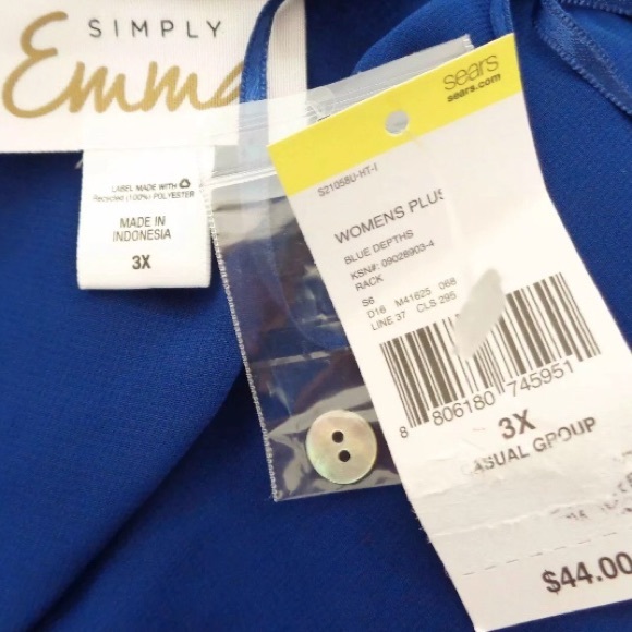 NWT 3X Blue Sheer Chiffon Tunic Top Blouse - Picture 3 of 6